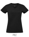 Dames T-shirt Sols Imperial V-Neck Zwart